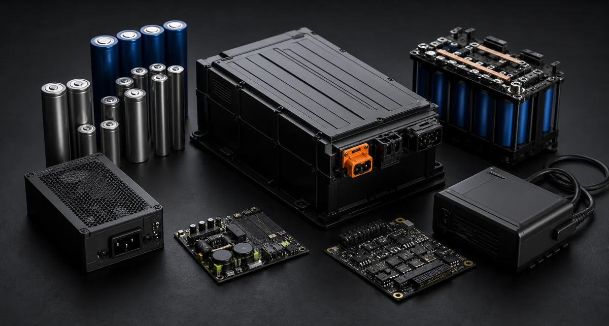 Commercial battery cells, power supplies and power-management electronics